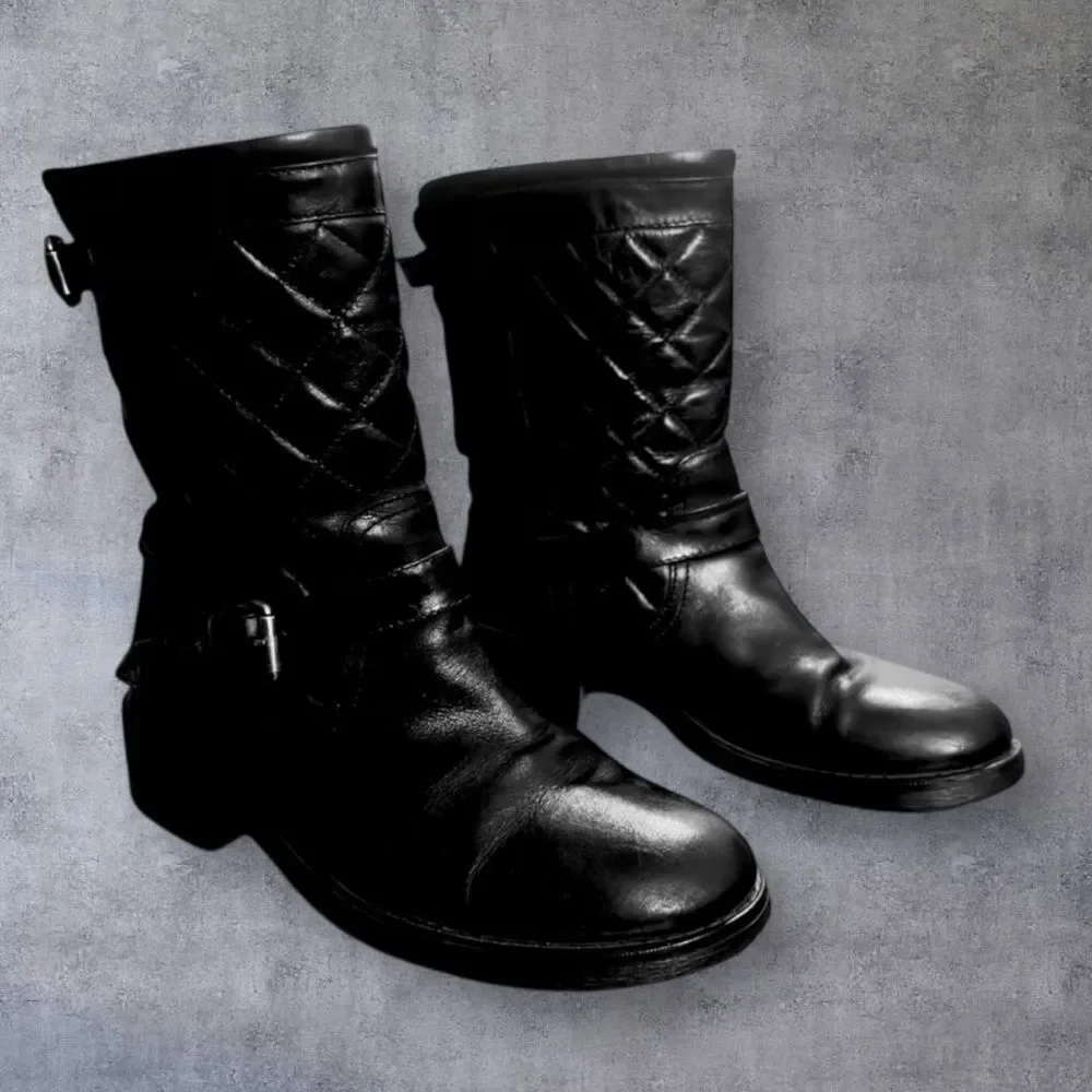 Aquatalia Black Quilted Leather Boots